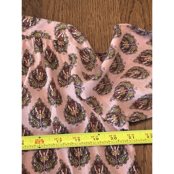Roller Rabbit Paisley Print Caftan Dress Women’s S Pink Multi Side Slits Buttons - Picture 9 of 12